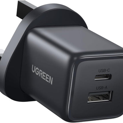 UGREEN 20W iPhone 16 Pro Charger, 2 Ports GaN Fast iPhone Charger Type C (1 USB C+1 USB A Ports)