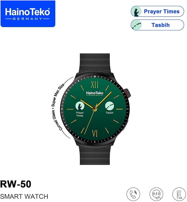 Haino Teko Germany RW50 Super Max Round Shape Curved Amoled Watch Black