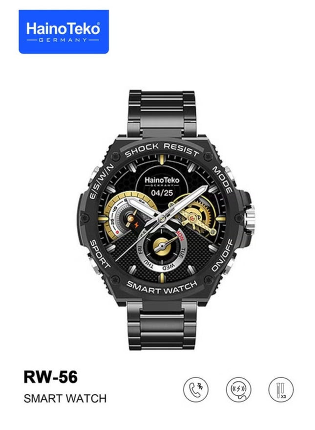 Haino Teko Germany RW 56 Round Shape AMOLED Display Smart Watch Black