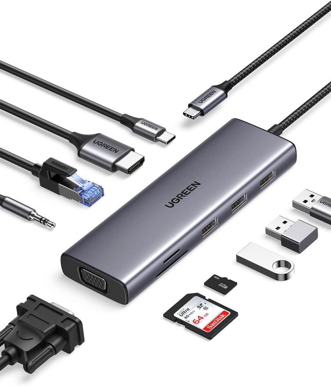 UGREEN Revodok  10 in 1 USB C Hub 4K  HDMI and FHD VGA Dual Video