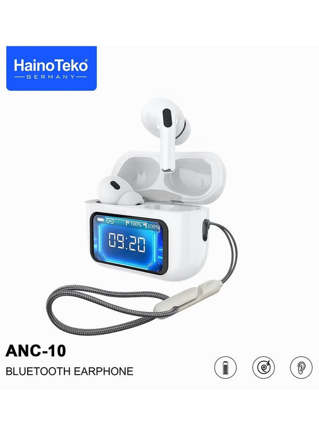 Haino Teko Germany ANC10 Wireless Earbuds Digital Display White
