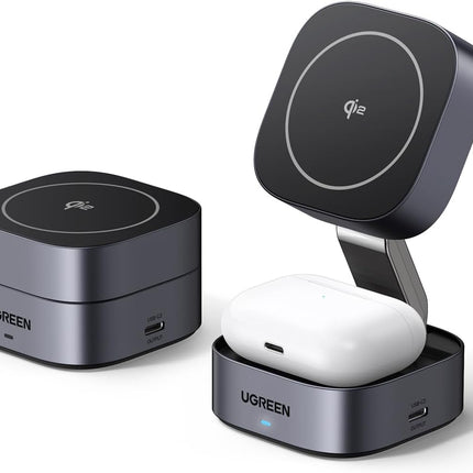 UGREEN Foldable 2-in-1 MagFlow Qi2 Wireless Charging