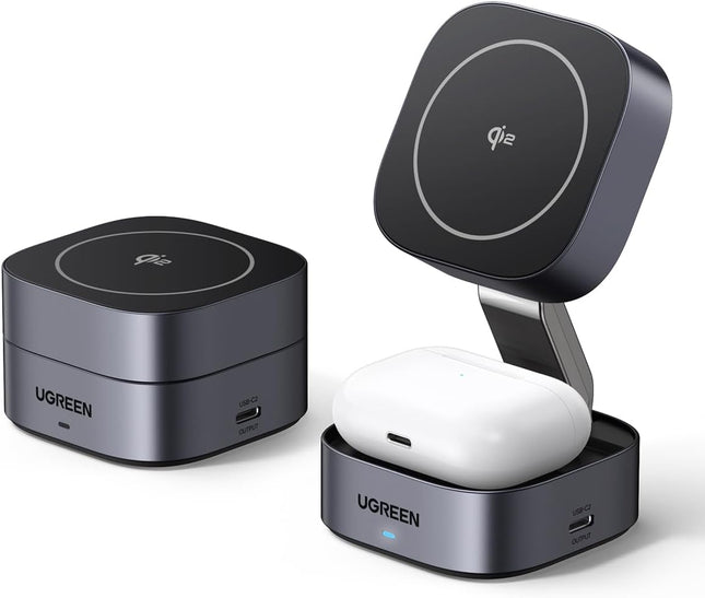 UGREEN Foldable 2-in-1 MagFlow Qi2 Wireless Charging