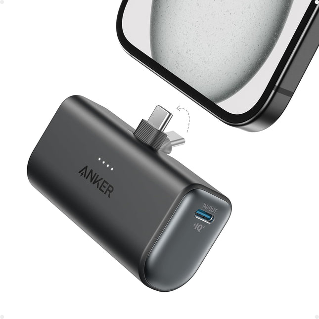 Anker Nano Power Bank, Mini Portable Charger with Built-In Foldable USB-C Connector