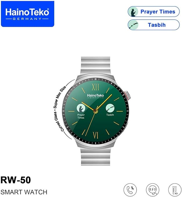 Haino Teko Germany RW50 Super Max Round Shape Curved Amoled Watch Silver