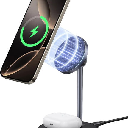UGREEN MagFlow Qi2 Wireless Charger 15W, 2 in 1