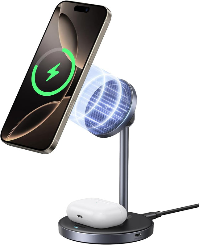 UGREEN MagFlow Qi2 Wireless Charger 15W, 2 in 1