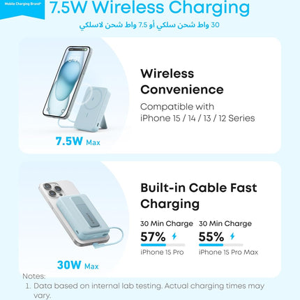 Anker Zolo Magnetic Power Bank, 10,000mAh Wireless Portable Charger with 30W Max Fast Charging