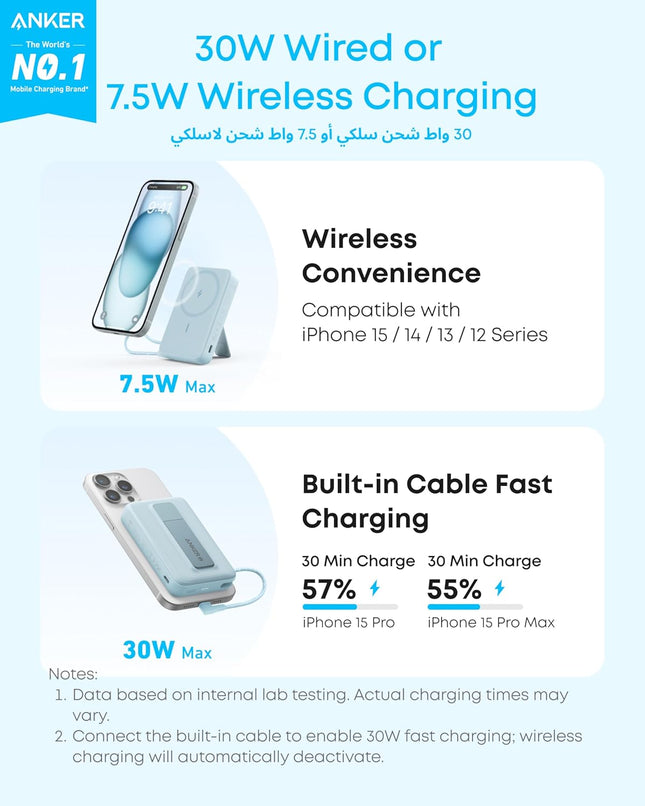 Anker Zolo Magnetic Power Bank, 10,000mAh Wireless Portable Charger with 30W Max Fast Charging