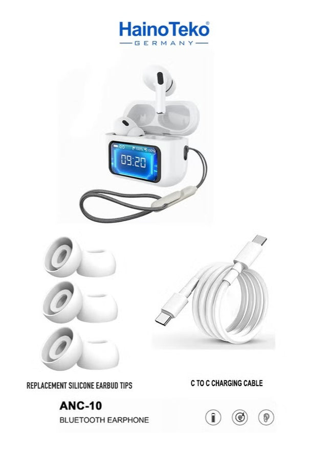 Haino Teko Germany ANC10 Wireless Earbuds Digital Display White