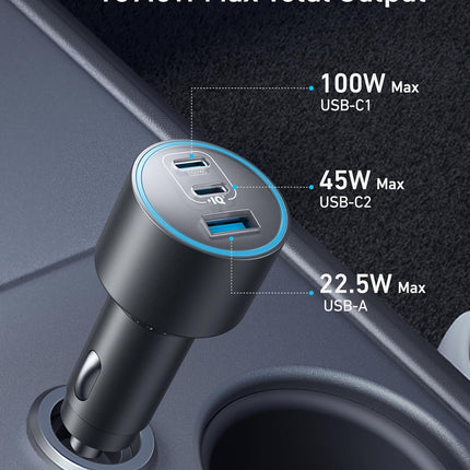 Anker Car Charger, 167.5W Max 3-Port Car Charger