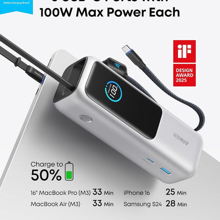 Anker Power Bank, 25,000mAh 165W Ultra-Fast Portable Charger