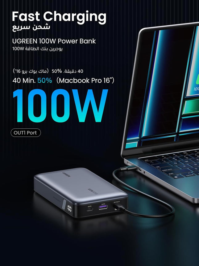UGREEN Power Bank 20000mAh, 100W Fast Charging