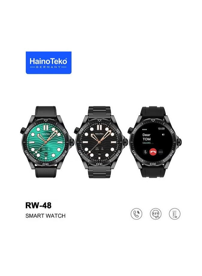 Haino Teko Germany RW 48 Smart Watch With Round Shape AMOLED Display Black