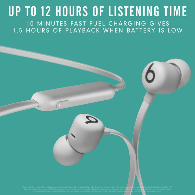 Beats Flex Wireless Neckband Earphones , Magnetic Earbuds, Class 1 Bluetooth  Grey