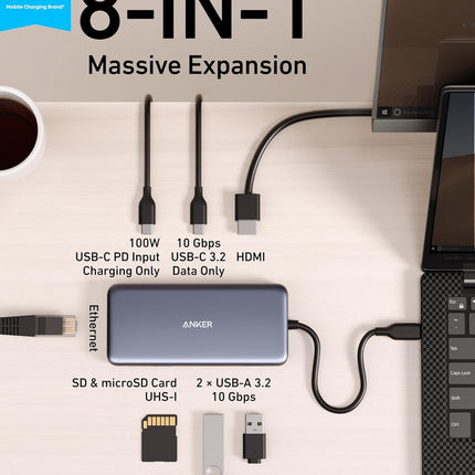 Anker USB C Hub, 555 USB-C Hub (8-in-1), with 100W