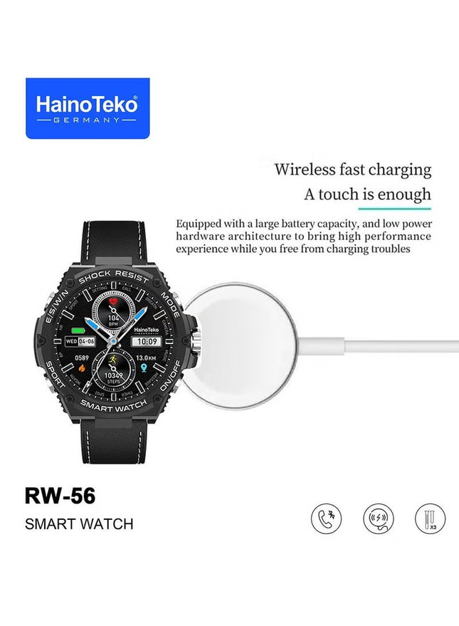 Haino Teko Germany RW 56 Round Shape AMOLED Display Smart Watch Black