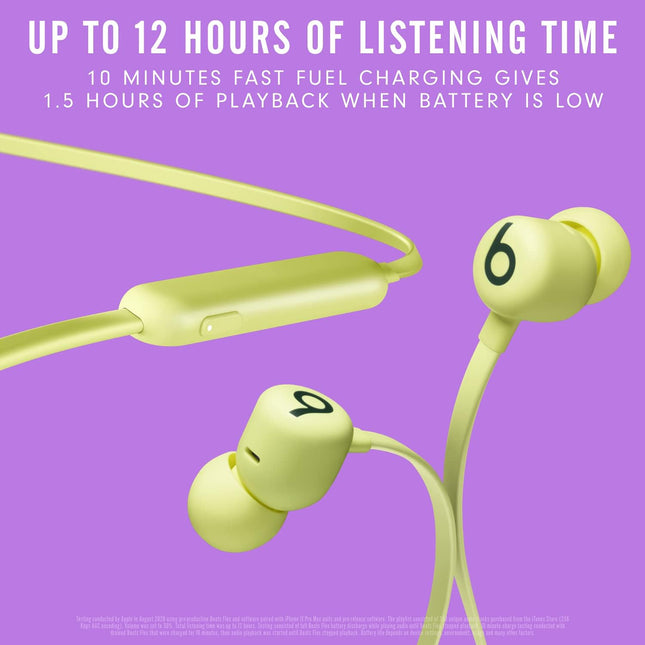 Beats Flex Wireless Neckband Earphones , Magnetic Earbuds, Class 1 Bluetooth  Yellow