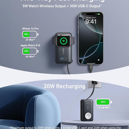 Anker MagGo Power Bank for Apple Watch, Officially Certified 10,000mAh