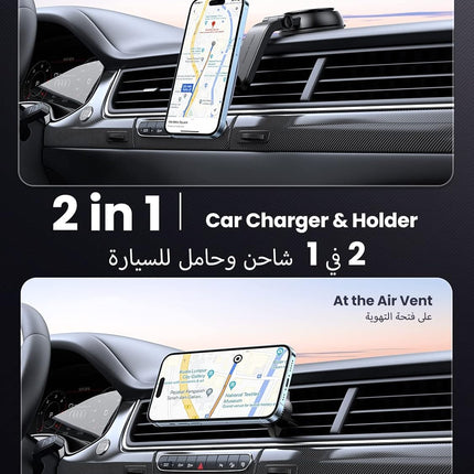 UGREEN iPhone 16 Pro Magsafe Car Wireless Charger Holder 2-in-1 Car Cradle