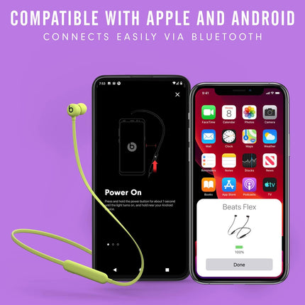 Beats Flex Wireless Neckband Earphones , Magnetic Earbuds, Class 1 Bluetooth  Yellow