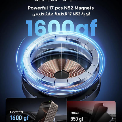 UGREEN Qi2 15W Magsafe Car Charger Wireless Fast Charging Magnetic 360° Rotatable