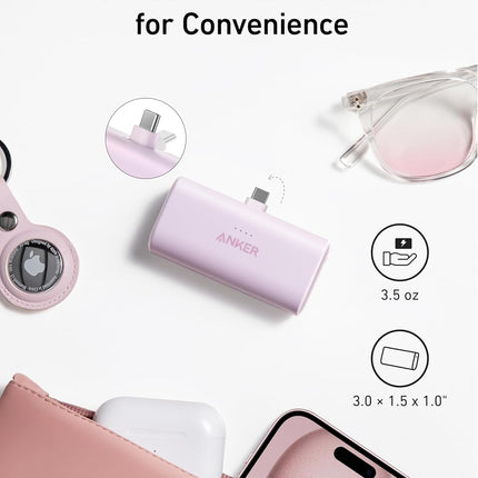 Anker Nano Power Bank, Mini Portable Charger with Built-In Foldable USB-C Connector