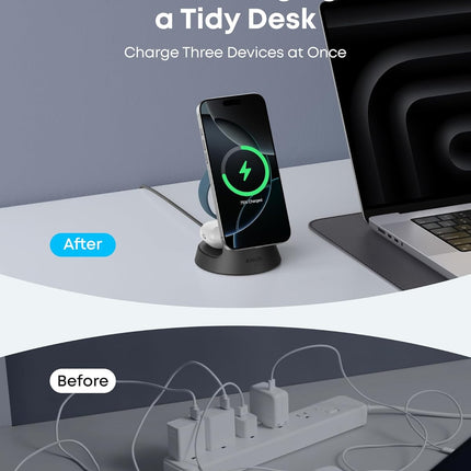 Anker MagGo Magnetic Wireless Charger (Dock Stand), 3-in-1 Qi2