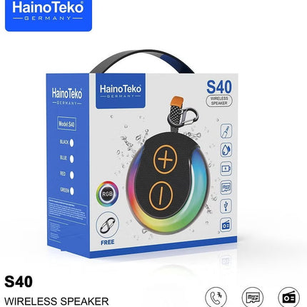 Haino Teko S40 Portable Wireless Bluetooth Speaker RGB Lighting Black