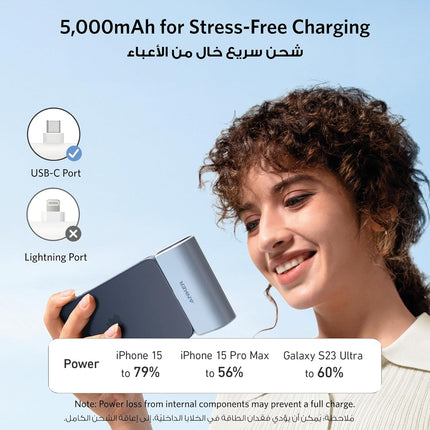Anker Nano Power Bank, Mini Portable Charger with Built-In Foldable USB-C Connector