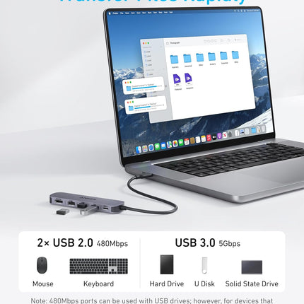 Anker USB-C Hub (5-in-1), 4K@30Hz HDMI with 100W