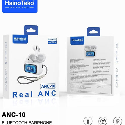 Haino Teko Germany ANC10 Wireless Earbuds Digital Display White
