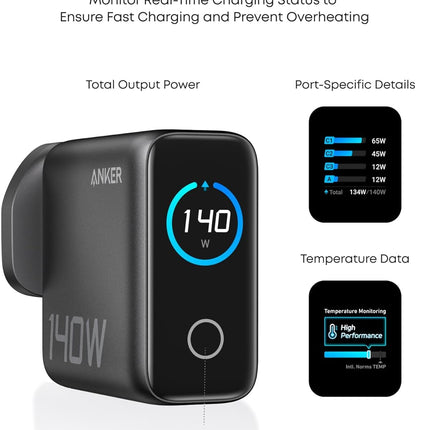 Anker 140W USB C Charger, Laptop Charger, 4-Port Multi-Device