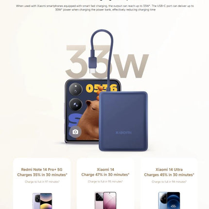 XIAOMI POWER BANK 10000MAH INTEGRATED CABLE 33W-TAN