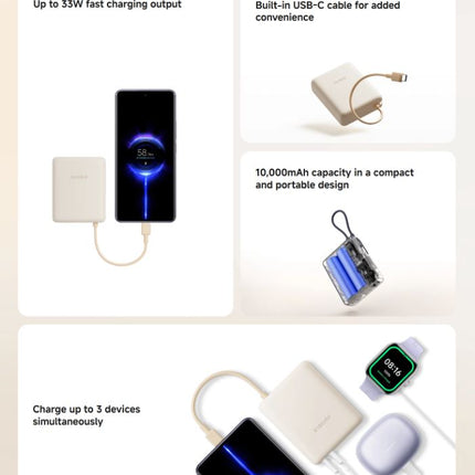 XIAOMI POWER BANK 10000MAH INTEGRATED CABLE 33W-TAN
