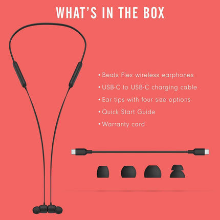 Beats Flex Wireless Neckband Earphones , Magnetic Earbuds, Class 1 Bluetooth  Black