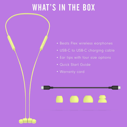 Beats Flex Wireless Neckband Earphones , Magnetic Earbuds, Class 1 Bluetooth  Yellow