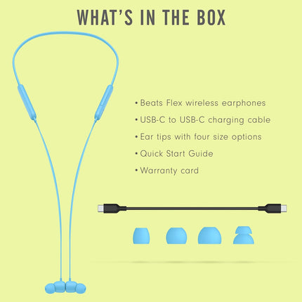 Beats Flex Wireless Neckband Earphones , Magnetic Earbuds, Class 1 Bluetooth  Blue