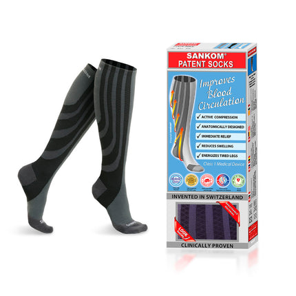 Sankom - Patent Active Compression Socks, Grey REG II (39-42 EU)