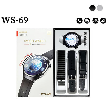 Ferefit WS-69 Smartwatch (Black) with 1.28" Full Touchscreen