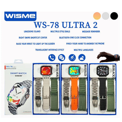 Wisme WS-78 Ultra 2 Smartwatch (Black) with 2.05" Color Touchscreen