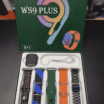 Ferefit WS9 Plus Smartwatch AMOLED Display With 5 Straps Watch Stainless Steel Watch Golden